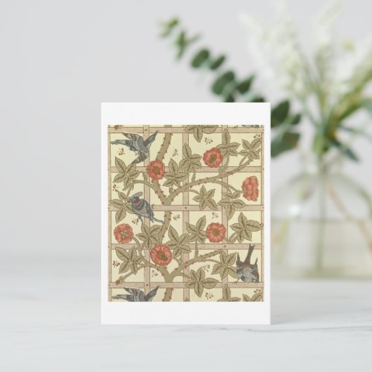 青とオレンジのトレリス壁紙デザイン, 1864 ポストカード (スタンド正面)