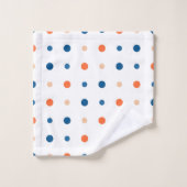 青とオレンジのドット バスタオルセット (ウォッシュタオル)