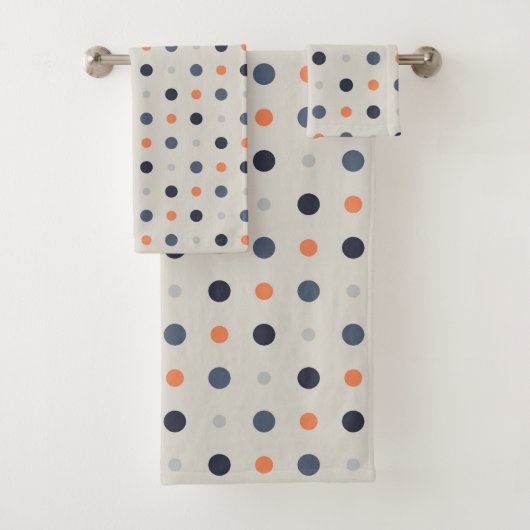 青とオレンジのドット バスタオルセット (インサイチュ)