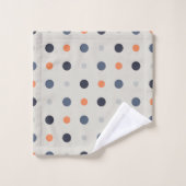 青とオレンジのドット バスタオルセット (ウォッシュタオル)