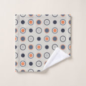 青とオレンジのドット バスタオルセット (ウォッシュタオル)