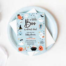 青とオレンジのハロウィン - ベビーシャワーの招待状