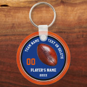 青とオレンジのパーソナライズされたサッカーキーホルダー キーホルダー (正面)
