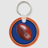 青とオレンジのパーソナライズされたサッカーキーホルダー キーホルダー (裏面)
