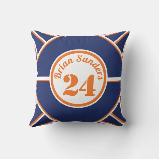 青とオレンジのパーソナライズされた装飾用クッション クッション (裏面)