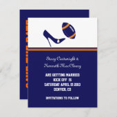 青とオレンジのフットボールウェディング・セーブ・ザ・デート セーブザデート (正面/裏面)