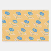 青とオレンジのフローララッピングシート ラッピングペーパーシート (正面)