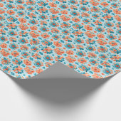 青とオレンジのフローラ作品の魅惑 ラッピングペーパー (角)