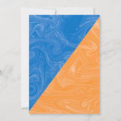 青とオレンジのポピー幾何学的カップルのシャワー 招待状 (裏面)