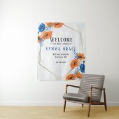 青とオレンジのポピー ブライダルシャワー ウェルカム タペストリー (インサイチュ)