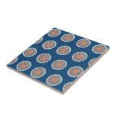 青とオレンジのマンダラ装飾円 タイル (側面)