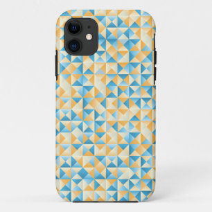 青とオレンジのモザイク iPhone 11 ケース