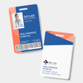 青とオレンジのモダンデザイン医療写真ID/ロゴ バッジ (正面＆裏面)