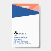 青とオレンジのモダンデザイン医療写真ID/ロゴ バッジ (裏面)