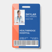 青とオレンジのモダンデザイン医療写真ID/ロゴ バッジ (正面)