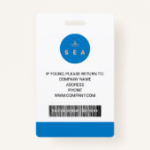 青とオレンジのモダン従業員の写真IDバッジ バッジ (裏面)