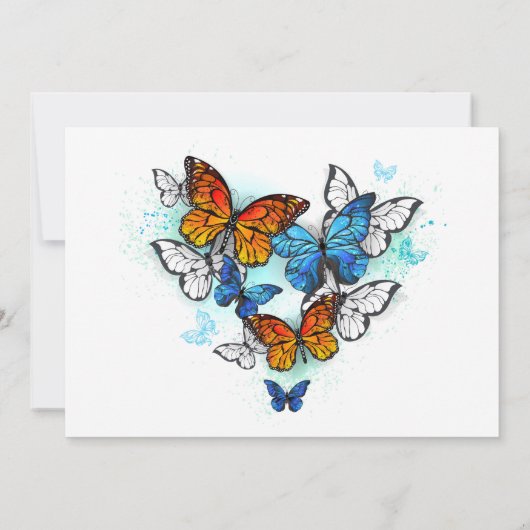 青とオレンジのモルフォとモンアーク蝶 招待状 (裏面)