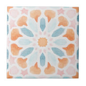 青とオレンジのモロッコタイル タイル (正面)