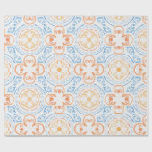 青とオレンジのラッピングペーパーでモロッコのタイル ラッピングペーパー (フラット)