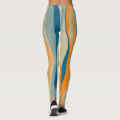 青とオレンジのレトロ波状ストライプ レギンス (裏面)
