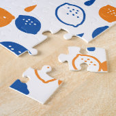 青とオレンジのレモンパターンよくはしゃぐフルーツをテーマにした ジグソーパズル (側面)