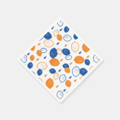 青とオレンジのレモンパターンよくはしゃぐフルーツをテーマにした スタンダードカクテルナプキン (角)