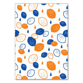 青とオレンジのレモンパターンよくはしゃぐフルーツをテーマにした テーブルナンバー