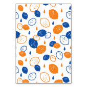 青とオレンジのレモンパターンよくはしゃぐフルーツをテーマにした テーブルナンバー (正面)