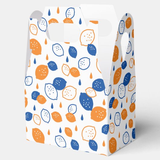 青とオレンジのレモンパターンよくはしゃぐフルーツをテーマにした フェイバーボックス (オープン)