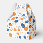 青とオレンジのレモンパターンよくはしゃぐフルーツをテーマにした フェイバーボックス (正面サイド)