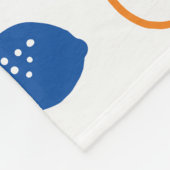 青とオレンジのレモンパターンよくはしゃぐフルーツをテーマにした フリースブランケット (角)