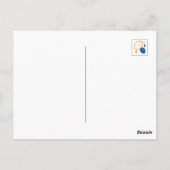 青とオレンジのレモンパターンよくはしゃぐフルーツをテーマにした ポストカード (裏面)