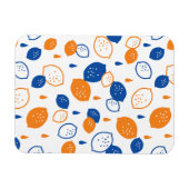 青とオレンジのレモンパターンよくはしゃぐフルーツをテーマにした マグネット (横)