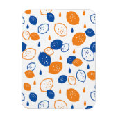 青とオレンジのレモンパターンよくはしゃぐフルーツをテーマにした マグネット (縦)