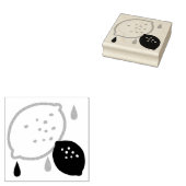 青とオレンジのレモンパターンよくはしゃぐフルーツをテーマにした ラバースタンプ (押印)