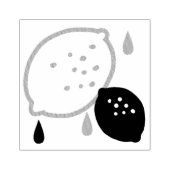 青とオレンジのレモンパターンよくはしゃぐフルーツをテーマにした ラバースタンプ (インプリント)