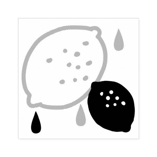 青とオレンジのレモンパターンよくはしゃぐフルーツをテーマにした ラバースタンプ (インプリント)