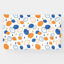 青とオレンジのレモンパターンよくはしゃぐフルーツをテーマにした