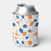 青とオレンジのレモンパターンよくはしゃぐフルーツをテーマにした 缶クーラー (缶正面)