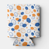 青とオレンジのレモンパターンよくはしゃぐフルーツをテーマにした 缶クーラー (裏面)