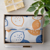 青とオレンジのレモンパターンよくはしゃぐフルーツをテーマにした 薄葉紙 (ギフト)