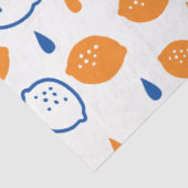 青とオレンジのレモンパターンよくはしゃぐフルーツをテーマにした 薄葉紙 (詳細)