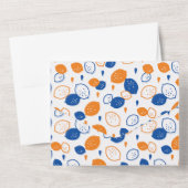 青とオレンジのレモン柄 遊び心あふれるフルーツをテーマにした オールインワン招待状 (裏面)