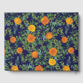 青とオレンジのローズ フローラル モダン ウェディング ゲストブック (裏面)