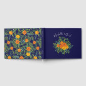 青とオレンジのローズ フローラル モダン ウェディング ゲストブック (全面)