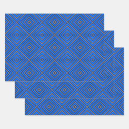 青とオレンジの催眠ダイヤモンドモダンアポップ・アートのート ラッピングペーパーシート