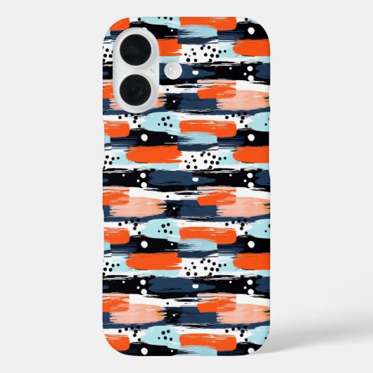 青とオレンジの刷毛引き抽象パターン Case-Mate iPhoneケース (裏面)