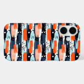 青とオレンジの刷毛引き抽象パターン Case-Mate iPhoneケース (裏面 (横))
