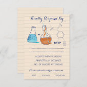 青とオレンジの化学結婚の応答カード 出欠カード (正面/裏面)