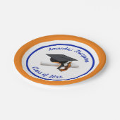 青とオレンジの卒業キャップとタッセル |カスタム ペーパープレート (アングル)